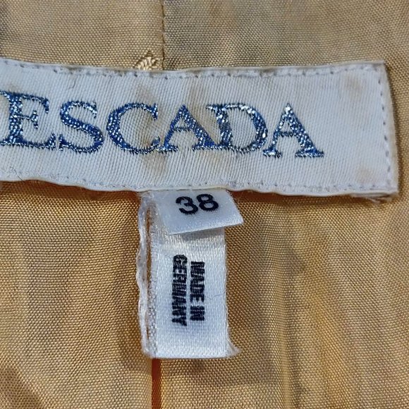 Escada Womens Vtg Yellow Wool Nylon Open Front Pockets Lined Blazer 38 (US M) - Picture 9 of 12
